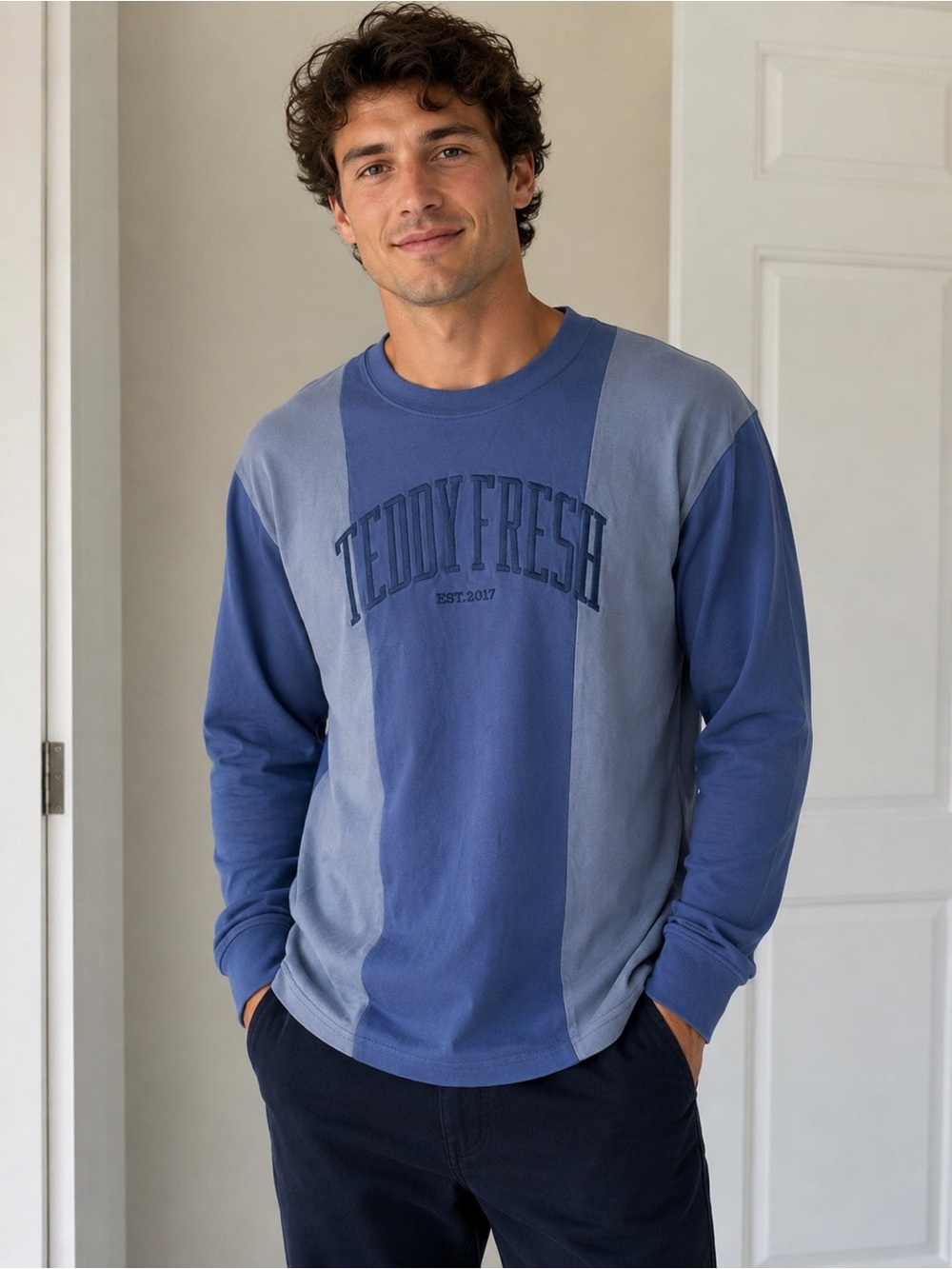 NWT Teddy Fresh Two-Tone Blue Long Sleeve Tee